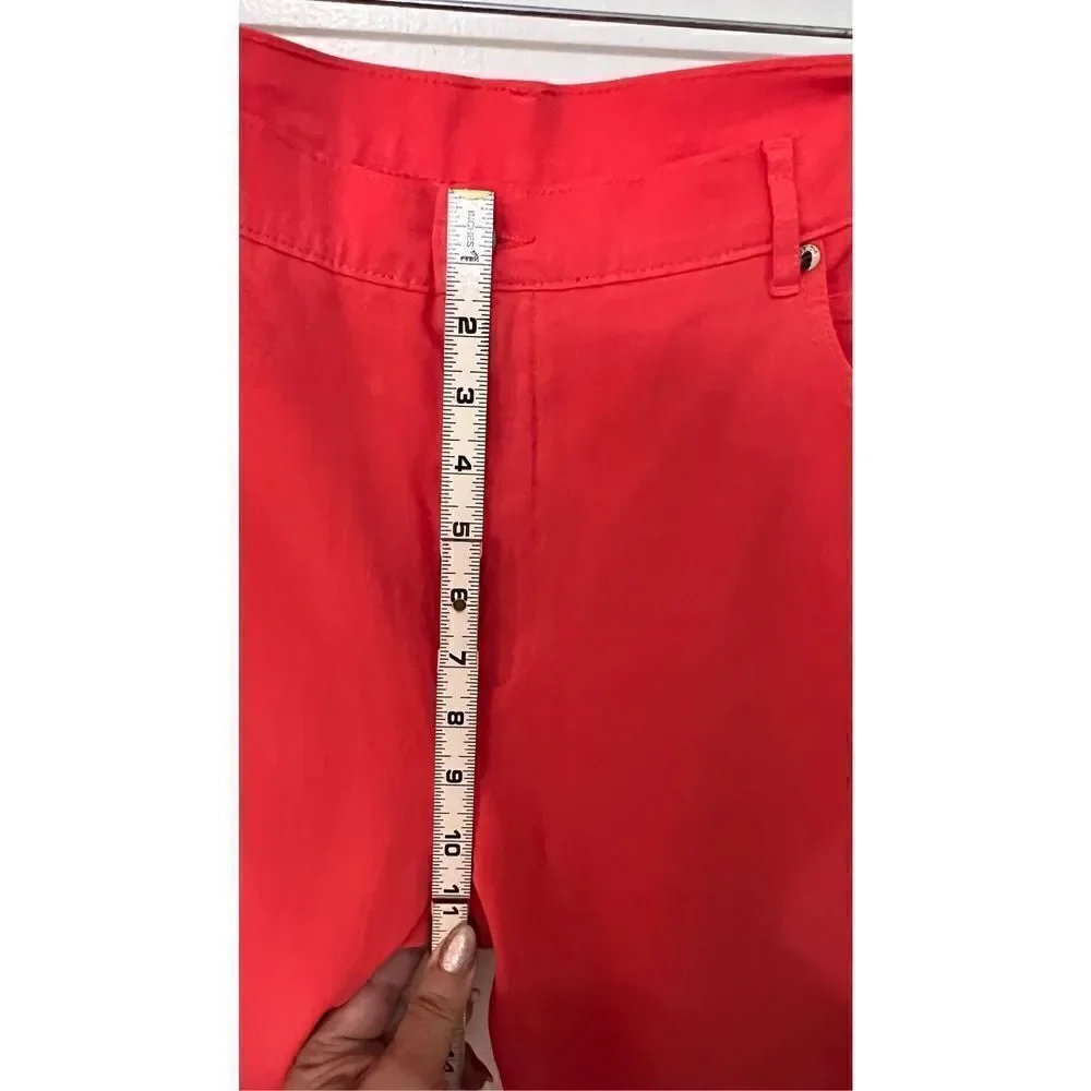 Marble Women's Mid Rise Capri Pants Dark Wash Stretch Casual Red Size 12